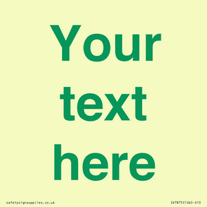 Custom blank information sign. Green text, plain background